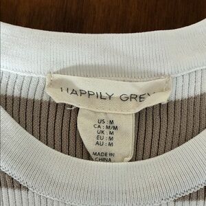 Happily Grey Women's Striped Crop Top - White and Brown